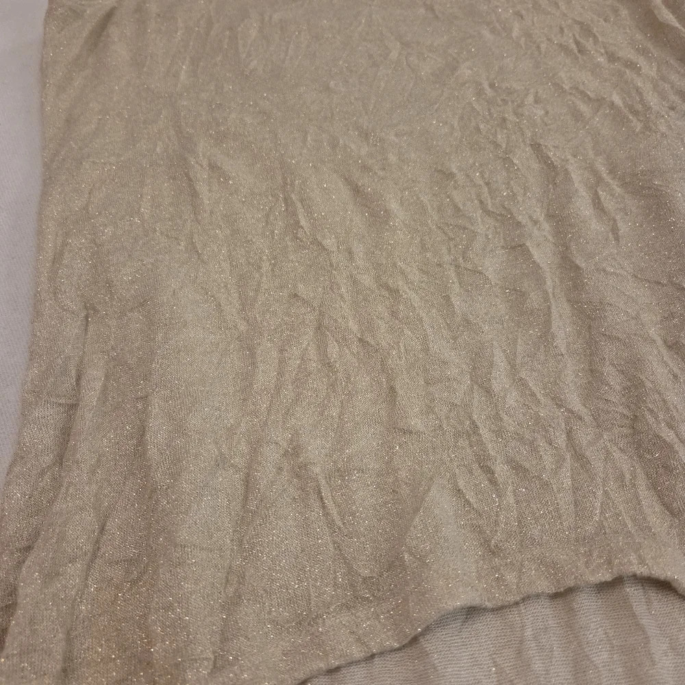 FREE PEOPLE Golden Metallic Sparkle Hi Lo Crinkle Textured Tank Top Women's XS - Picture 6 of 11